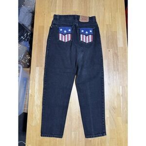 Vintage 1993 Levi's Jeans Women's 10 Black USA Made Custom American Flag 90s
